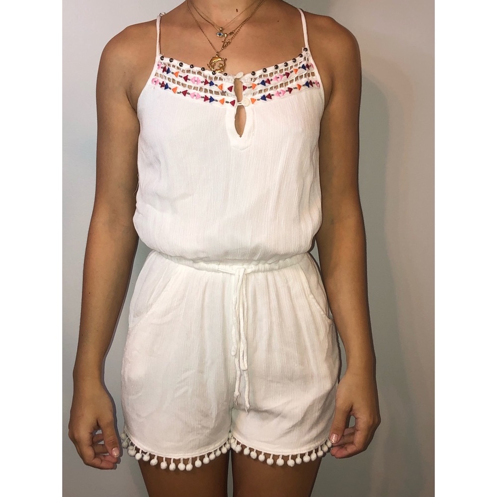 White Romper with detail on bottom and top